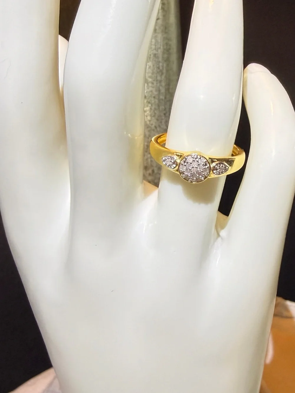 14K Gold Over Sterling Silver 0.070 CTW Diamond Cluster Ring Sz 7 Two-Tone